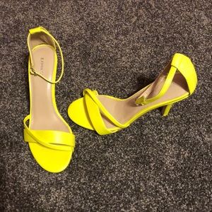Express neon yellow stilettos with ankle strap